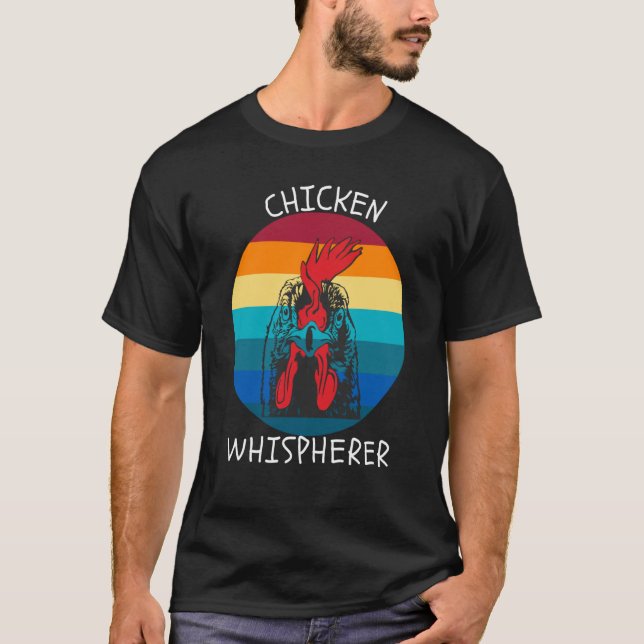 Chicken Whisperer with Retro Sunset Backyard Chick T-Shirt (Front)