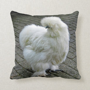 Chicken White Silkie Photo Cushion