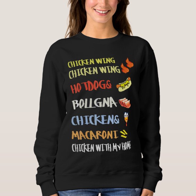 Chicken Wing Chicken Wing Hotdog And Bologna Kids  Sweatshirt (Front)