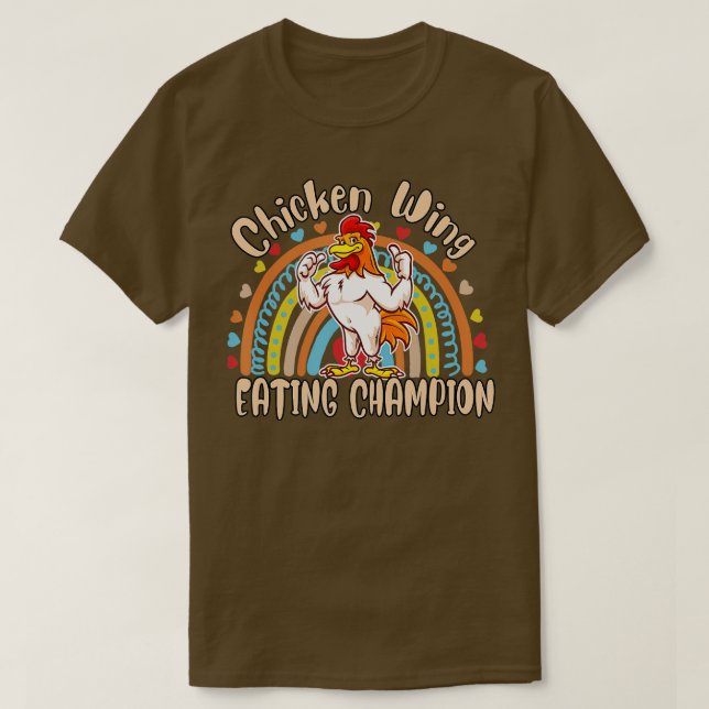 Chicken Wing Eating Champion Funny Humour  T-Shirt (Design Front)