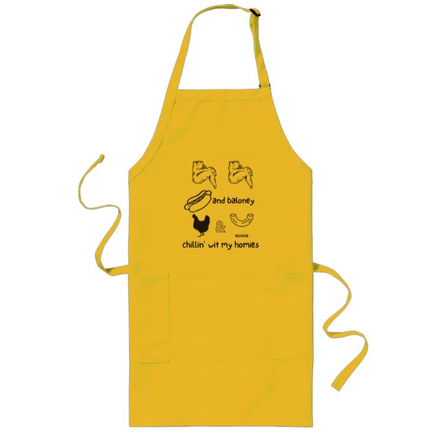 Chicken Wing Hotdog and Bologna Funny Long Apron (Front)