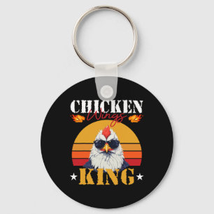 Chicken Wing King Retro Sunset Byrbeque Buffalo Bb Key Ring