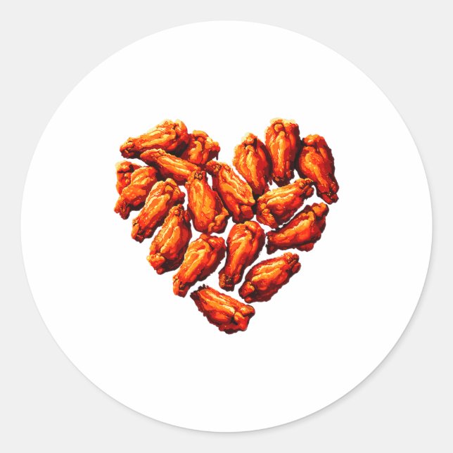 Chicken Wings Are My Valentine Heart Funny Valenti Classic Round Sticker (Front)