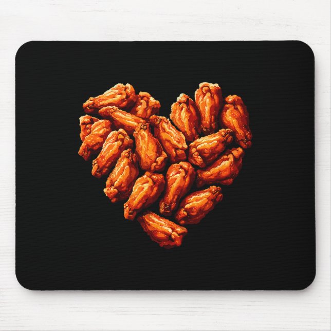 Chicken Wings Are My Valentine Heart Funny Valenti Mouse Pad (Front)