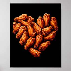 Chicken Wings Are My Valentine Heart Funny Valenti Poster