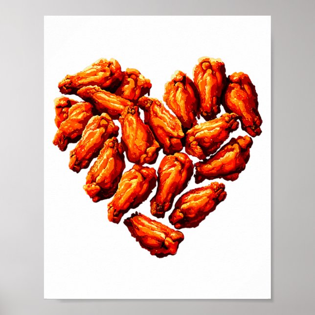 Chicken Wings Are My Valentine Heart Funny Valenti Poster (Front)