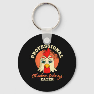 Chicken Wings Eater Retro Vintage Barbeque Buffalo Key Ring