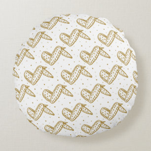 Chicken Wings on Polka Dot Background Round Cushion