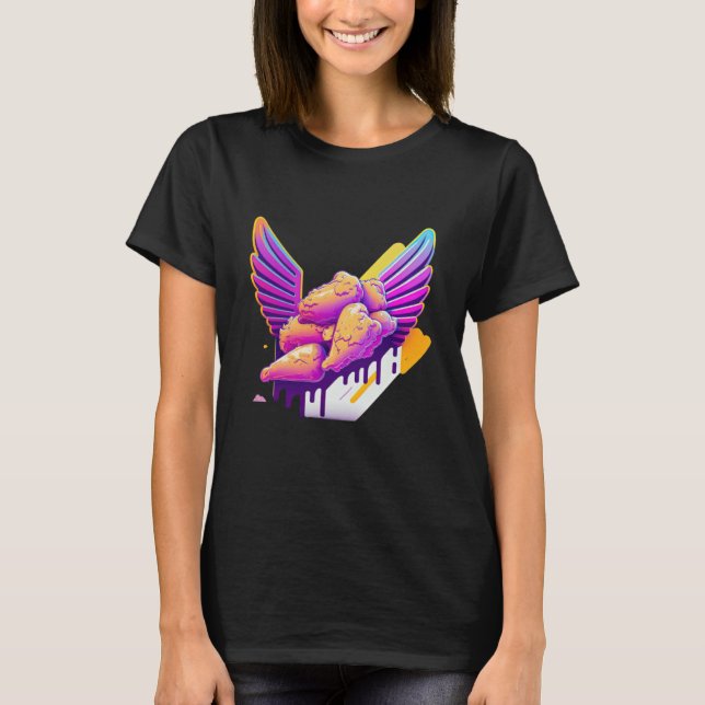 Chicken Wings Synthwave 80s Retrowave Aesthetic T-Shirt (Front)