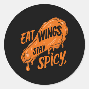 Chicken Wings Wing Hot Cooked Chicken Fast Food Classic Round Sticker
