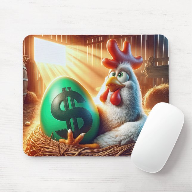 Chicken With a Green Egg Mouse Pad (With Mouse)
