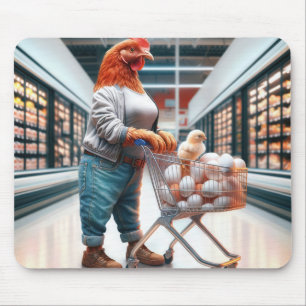 Chicken With a Shopping Cart Mouse Pad