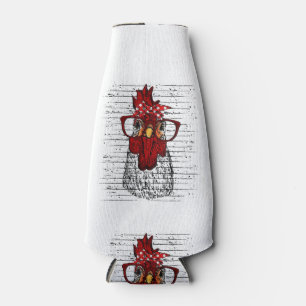 Chicken with bandanna headband and glasses cute bottle cooler