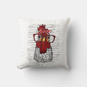 Chicken with bandanna headband and glasses cute cushion