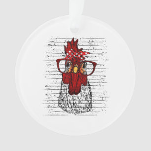 Chicken with bandanna headband and glasses cute ornament