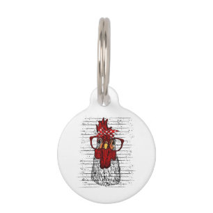 Chicken with bandanna headband and glasses cute pet tag
