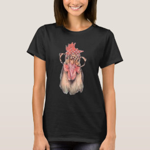 Chicken With Bandanna Headband And Glasses Cute T-Shirt