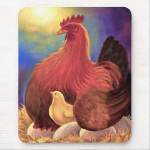 Chicken with Chick Farm Art - Multi Mouse Pad