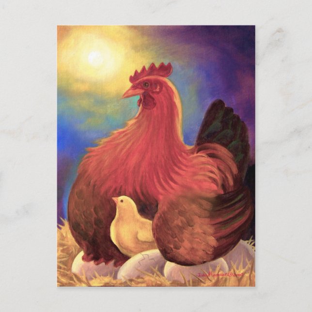 Chicken with Chick Farm Art - Multi Postcard (Front)