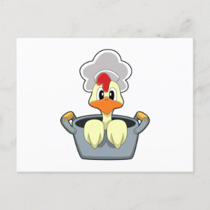 Chicken with Cooking pot Postcard