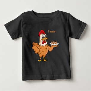 Chicken with eggs on plate cartoon baby T-Shirt