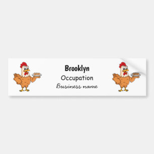 Chicken with eggs on plate cartoon bumper sticker
