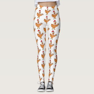 Chicken with eggs on plate cartoon leggings