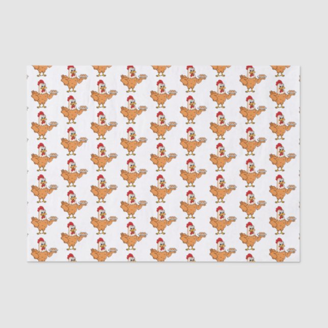 Chicken with eggs on plate cartoon tissue paper (Front)