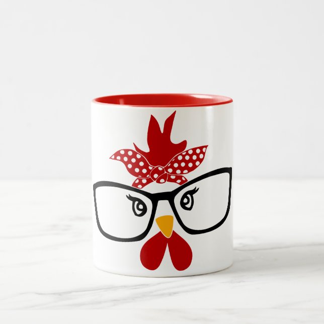 Chicken with glasses coffee mug (Center)