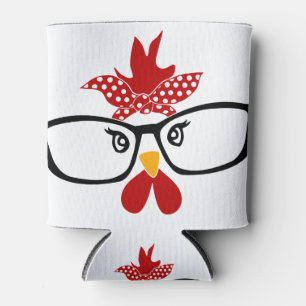 Chicken with glasses Face Can Cooler