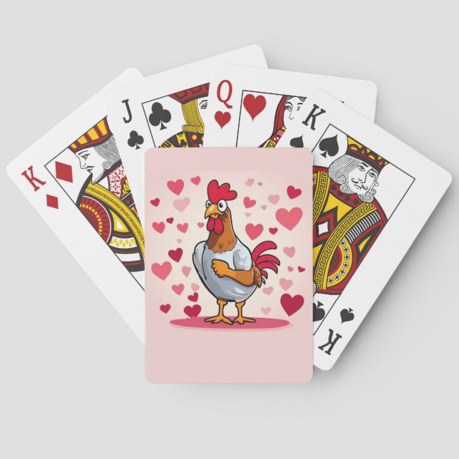 Chicken with hearts playing cards (Back)