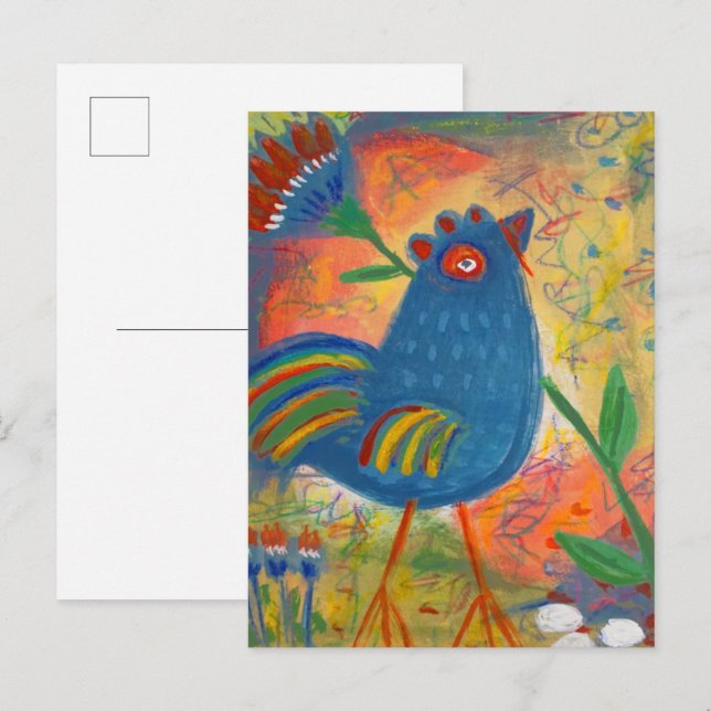 Chicken with her Eggs Postcard (Front/Back)