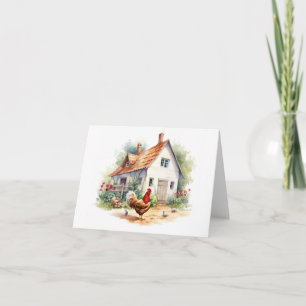 Chicken with Old Farm House BLANK Card