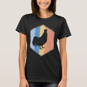 Chicken With Retro Colours In A Hexagon T-Shirt