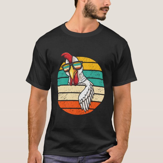 Chicken With Sunglasses Farmer Poultry T-Shirt (Front)
