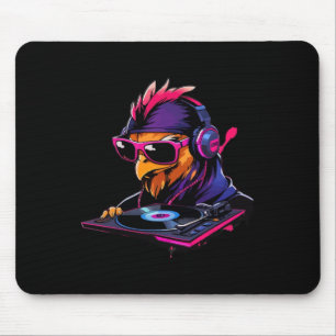 Chicken With Sungles And Headphones As Dj  Mouse Pad