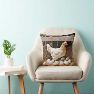 Chicken With White Eggs Cushion