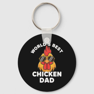 Chicken, World's Best Dad Cool Rooster Shades Key Ring
