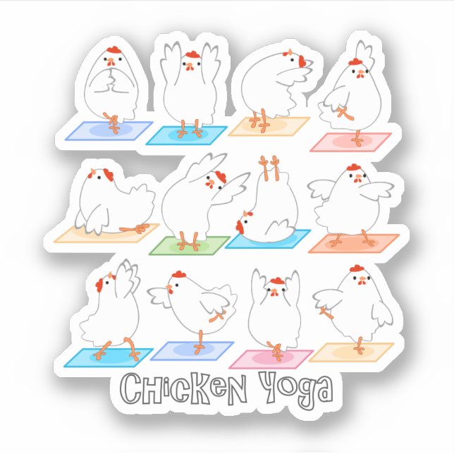 Chicken Yoga Vinyl Sticker (Front)