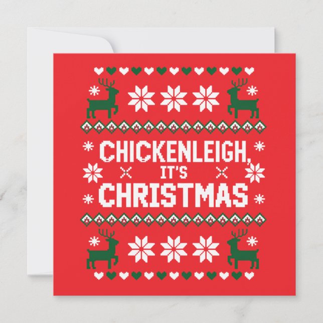 Chickenleigh Its Christmas Funny Xmas Chicken  Holiday Card (Front)