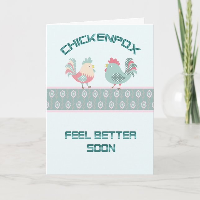 Chickenpox Get Well Soon Card with Chickens (Front)