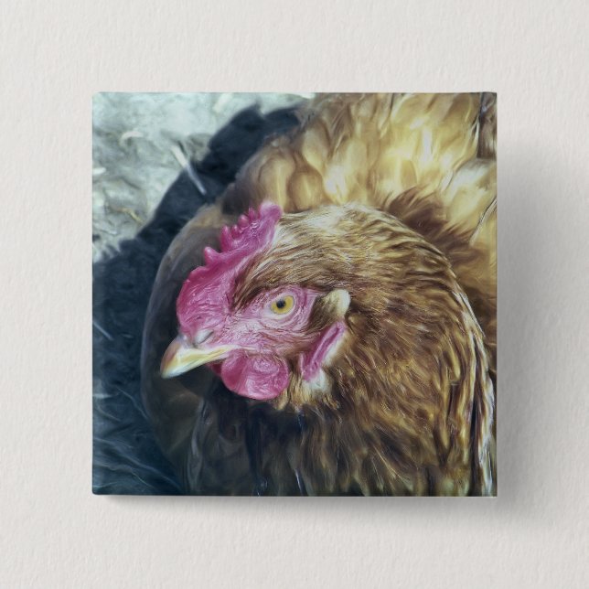 CHICKENS 15 CM SQUARE BADGE (Front)