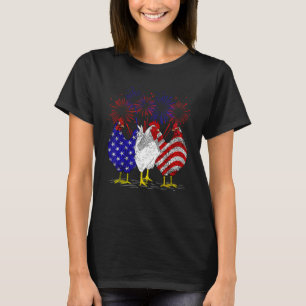 Chickens American Flag Patriotic Farmer Funny 4th  T-Shirt