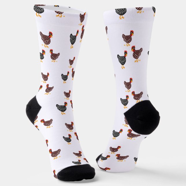 Chickens and eggs farmyard socks (Angled)