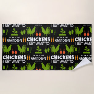 Chickens And Gardening Beach Towel