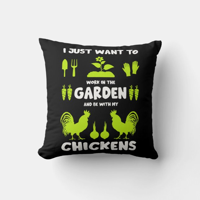 Chickens And Gardening Cushion (Front)