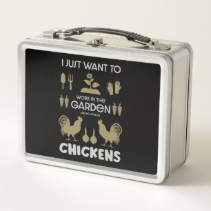 Chickens And Gardening Metal Lunch Box