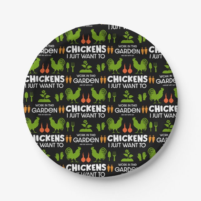 Chickens And Gardening Paper Plate (Front)