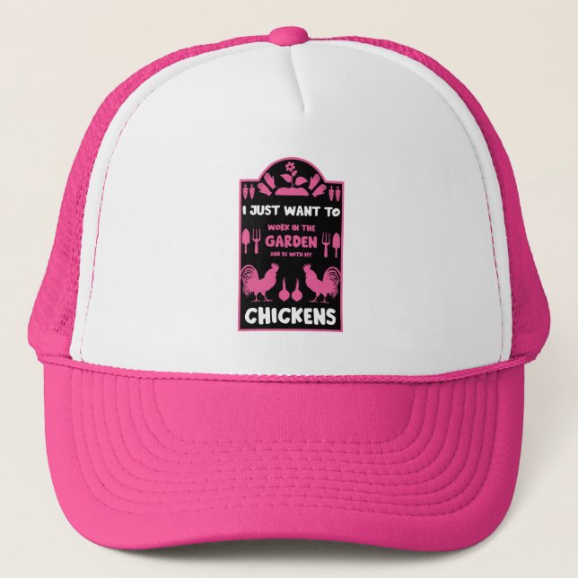 Chickens And Gardening Trucker Hat (Front)
