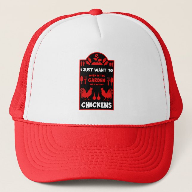Chickens And Gardening Trucker Hat (Front)